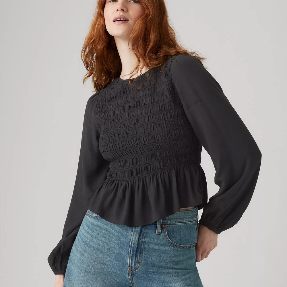 Levi’s Fleur Smocked Top Anthracite Night - Black Medium